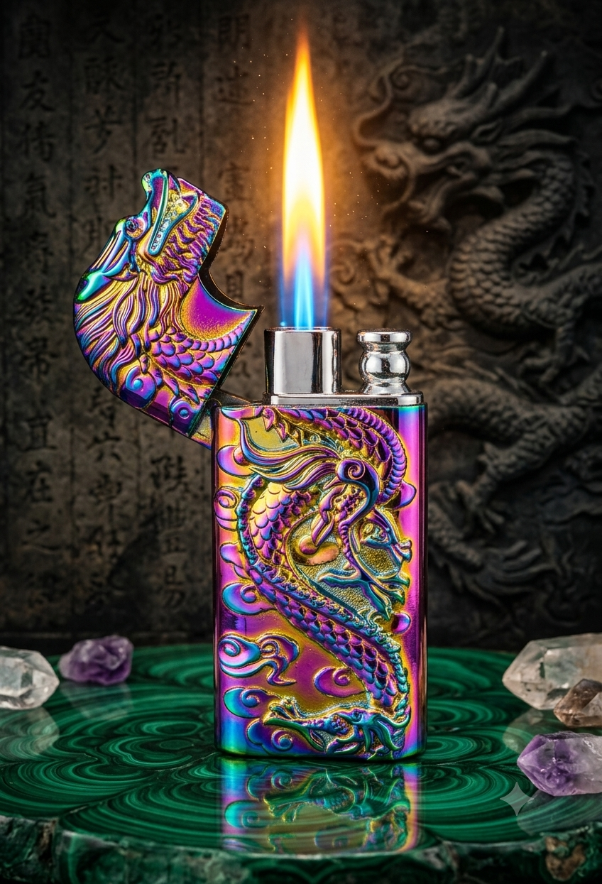 Premium Dragon Design Rainbow Metal Lighter