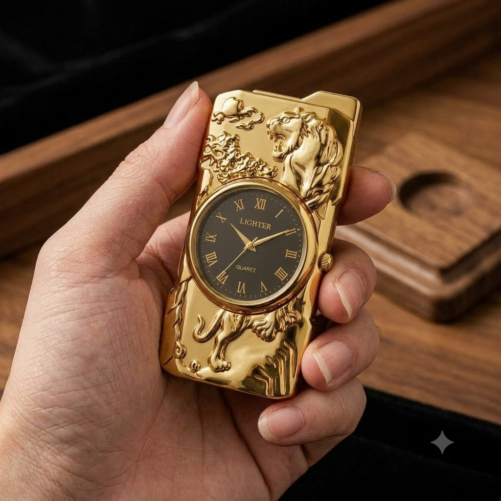Premium Tiger Design Watch Refillable Metal Lighter