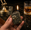 Vintage Skull Pattern Refillable Metal Lighter