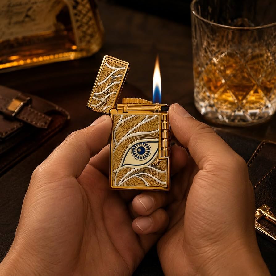 Golden Mystic Eye Windproof Metal Lighter