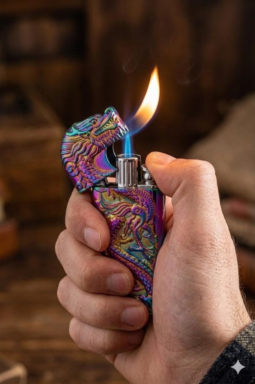 Premium Dragon Design Rainbow Metal Lighter